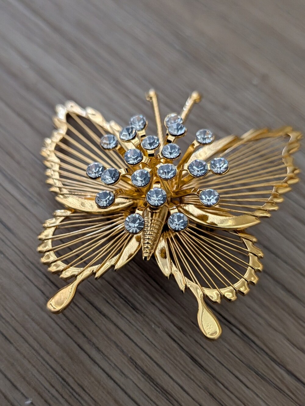 Vintage Monet Butterfly Rhinestone Brooch Pin